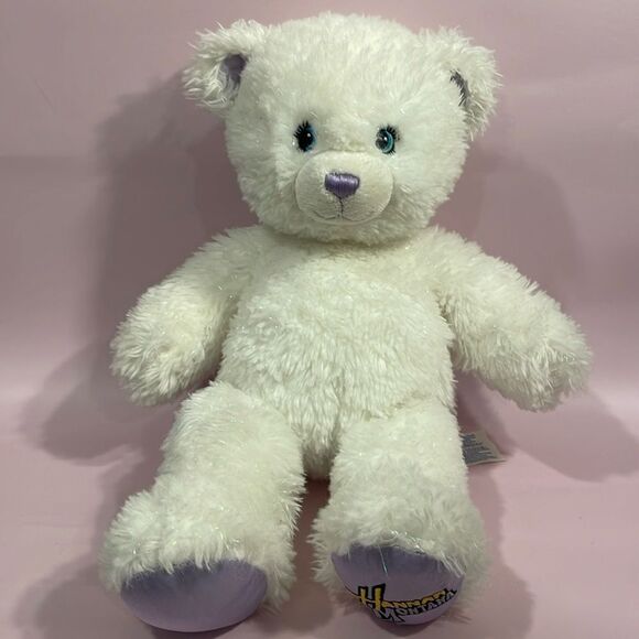 17" Build A Bear Workshop Hannah Montana White & Purple Bear Sparkle Details - Picture 1 of 10